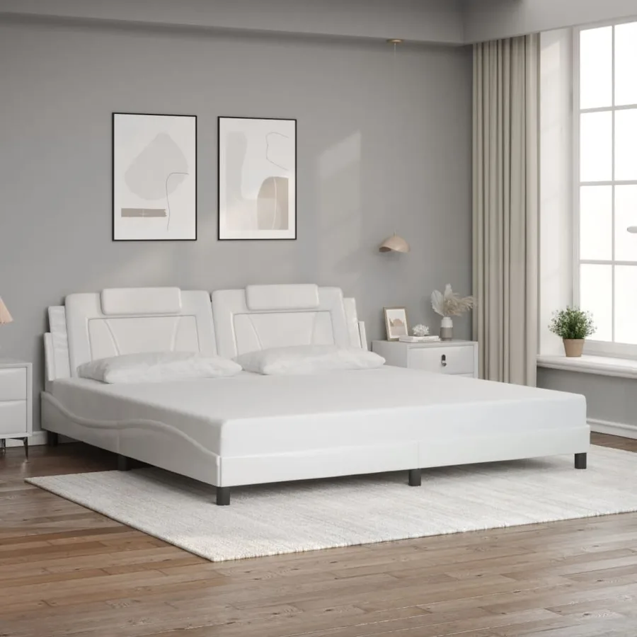 Cadre de lit Viana avec LED sans matelas blanc 200x200 cm - 4