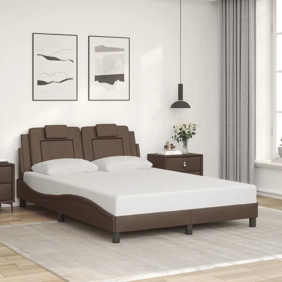 Cadre de lit Viana sans matelas marron 120x200 cm similicuir