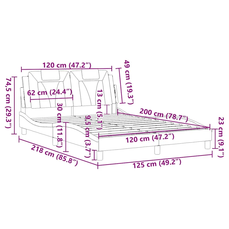 Cadre de lit Viana sans matelas marron 120x200 cm similicuir - 12