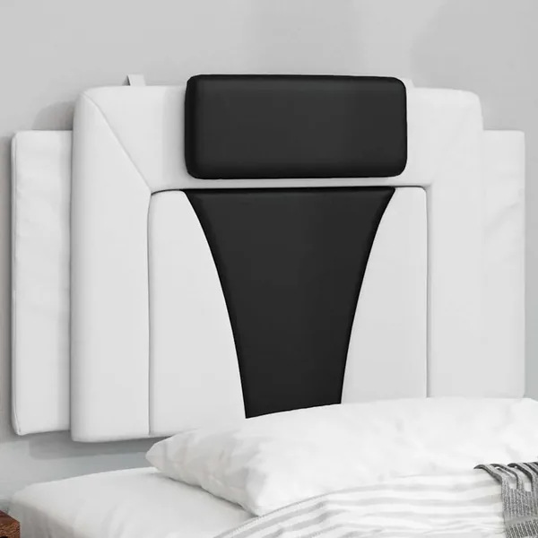 Coussin de tête de lit Viana noir et blanc 80 cm similicuir