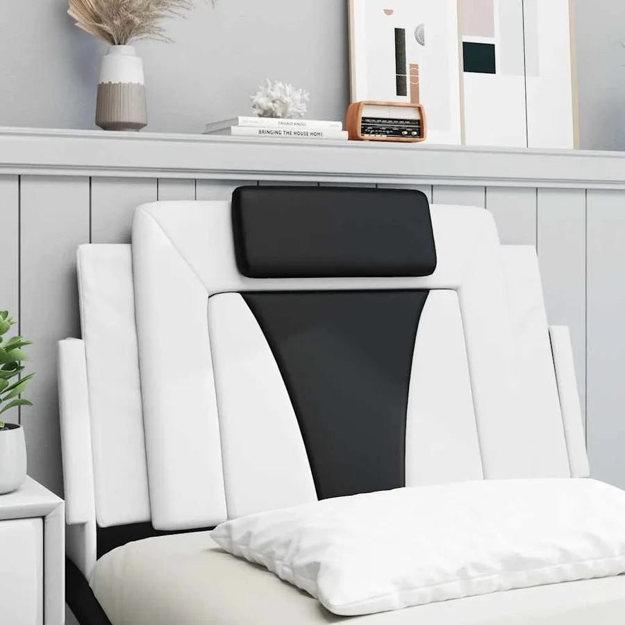 Coussin de tête de lit Viana noir et blanc 80 cm similicuir - 4