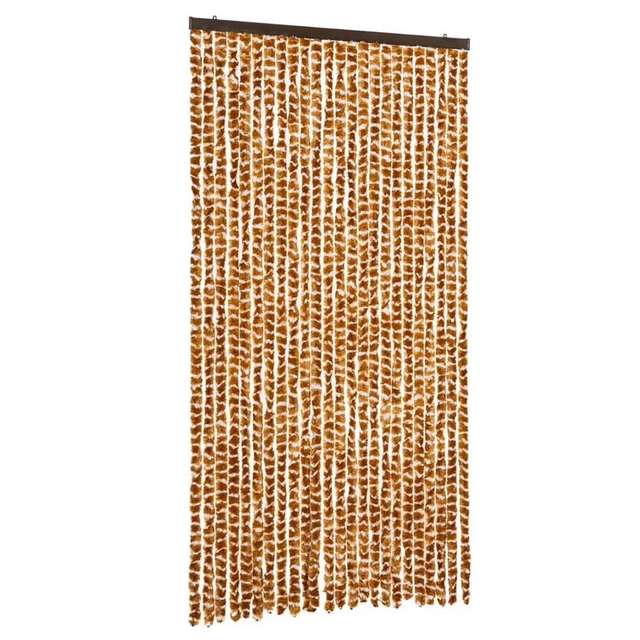 Rideau anti-mouches ocre et blanc 100x230 cm chenille - 2