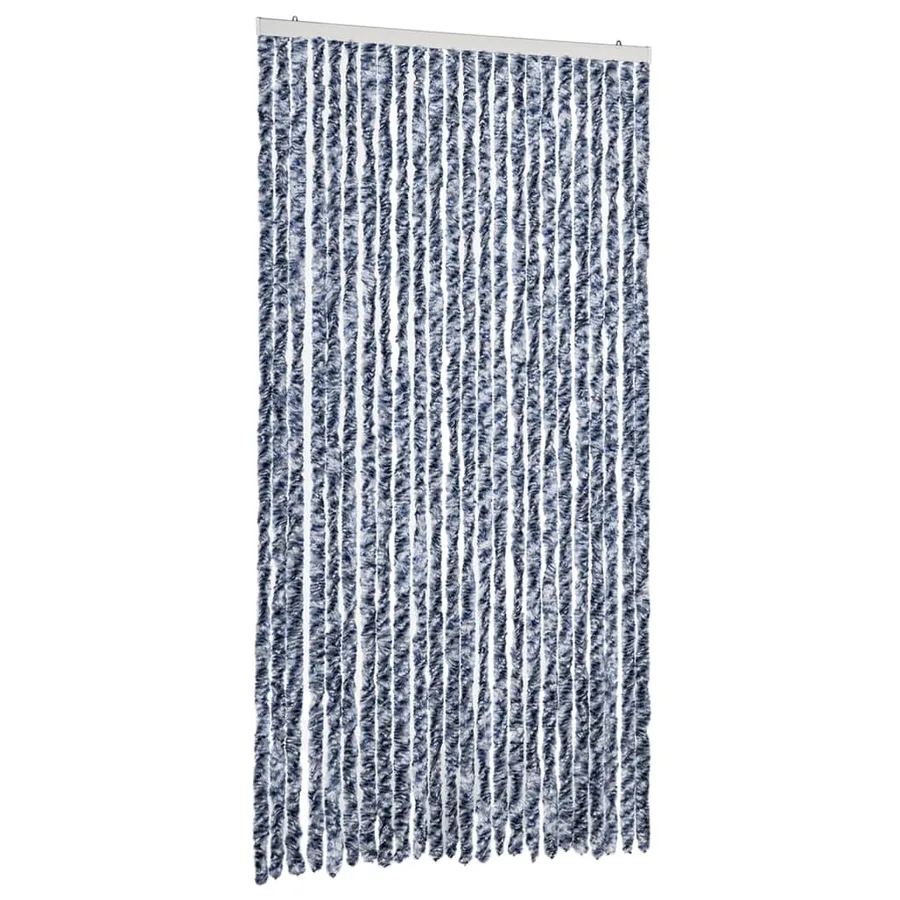 Rideau anti-mouches bleu et blanc 100x200 cm chenille - 2