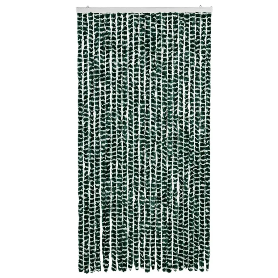 Rideau anti-mouches vert et blanc 100x230 cm chenille - 3