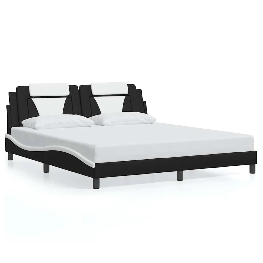 Cadre de lit Viana sans matelas noir et blanc 180x200 cm similicuir - 2