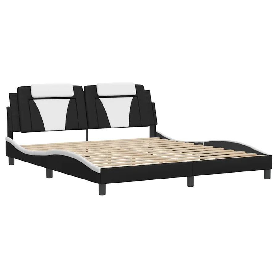 Cadre de lit Viana sans matelas noir et blanc 180x200 cm similicuir - 3