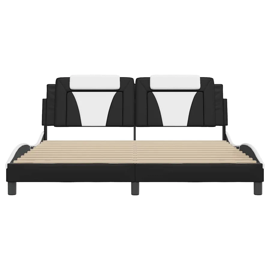 Cadre de lit Viana sans matelas noir et blanc 180x200 cm similicuir - 4