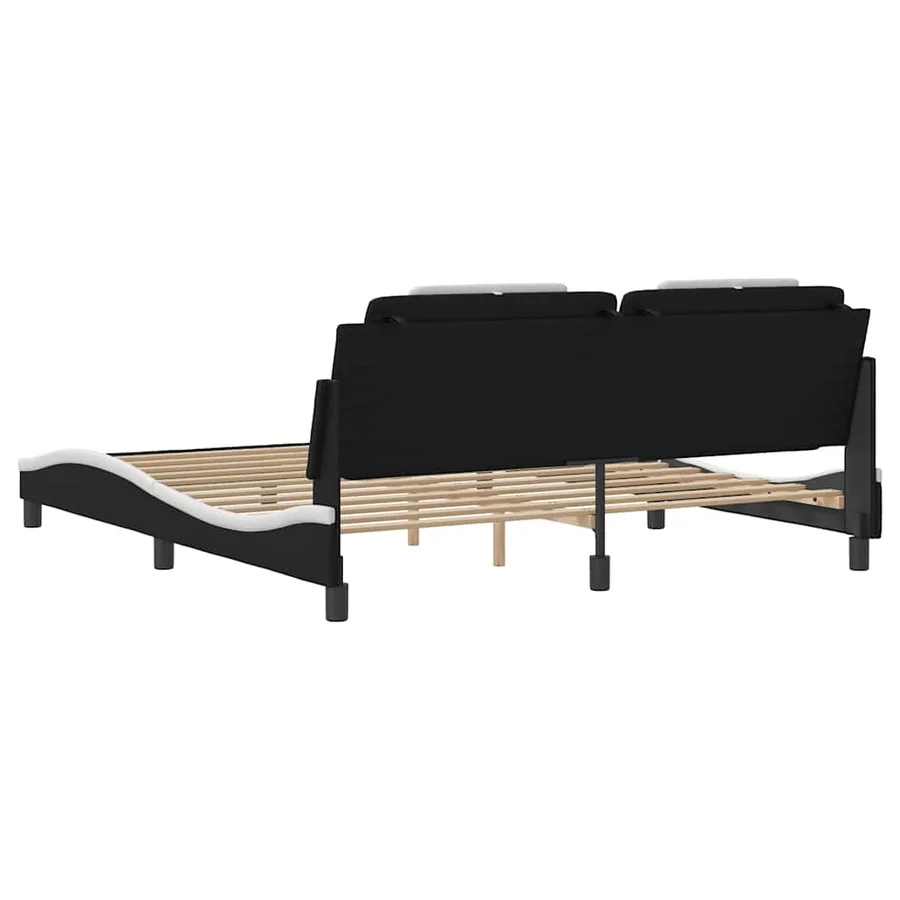 Cadre de lit Viana sans matelas noir et blanc 180x200 cm similicuir - 6