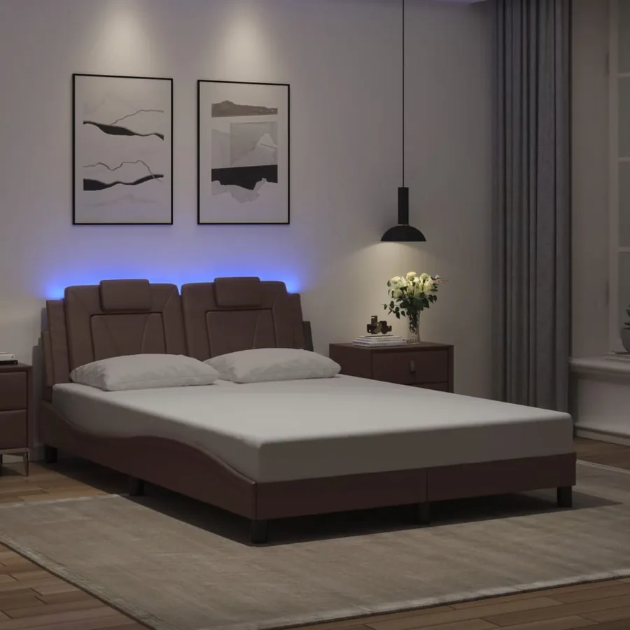 Cadre de lit Viana avec LED sans matelas marron 120x200 cm