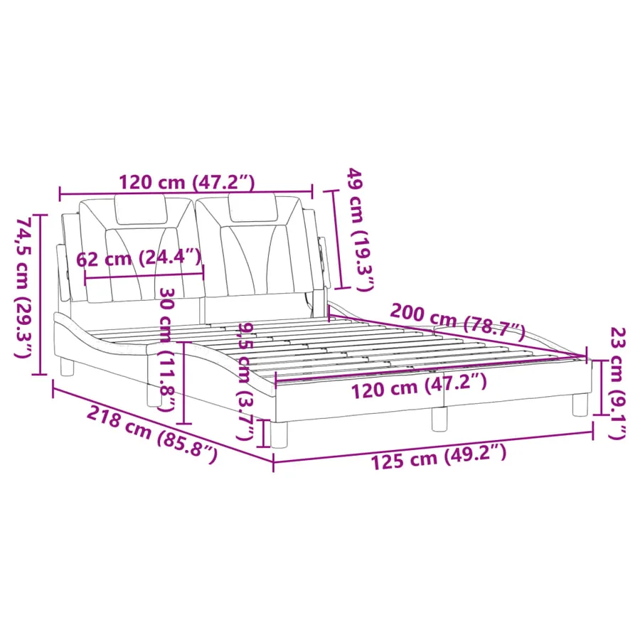Cadre de lit Viana avec LED sans matelas marron 120x200 cm - 15