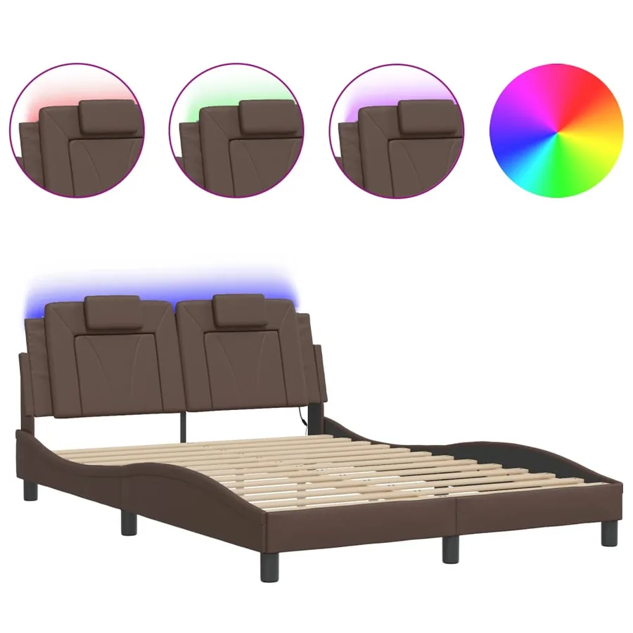 Cadre de lit Viana avec LED sans matelas marron 120x200 cm - 2