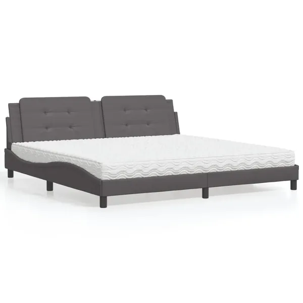Lit avec matelas Zadar gris 200x200 cm similicuir