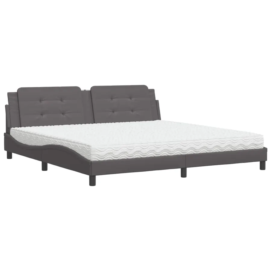 Lit avec matelas Zadar gris 200x200 cm similicuir - 2