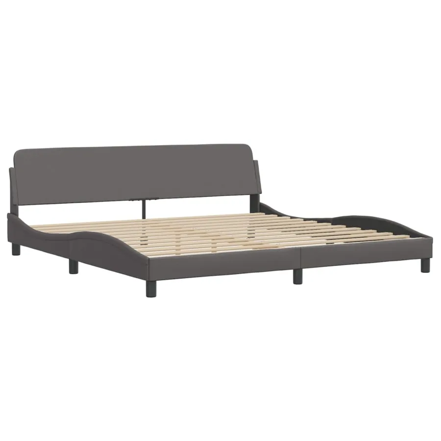 Lit avec matelas Zadar gris 200x200 cm similicuir - 4