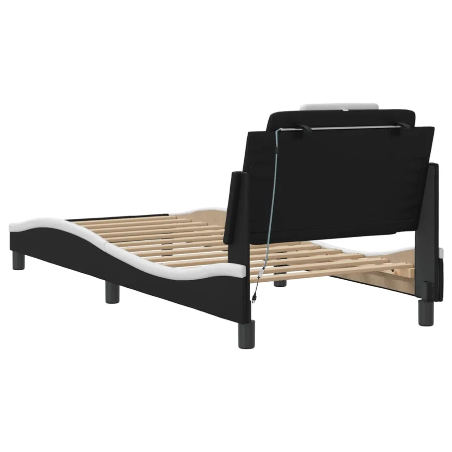 Cadre de lit Viana avec LED sans matelas noir et blanc 80x200 cm - 10