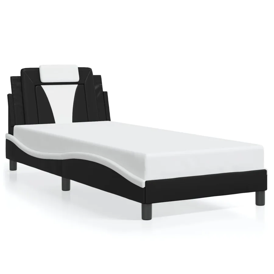 Cadre de lit Viana avec LED sans matelas noir et blanc 80x200 cm - 5