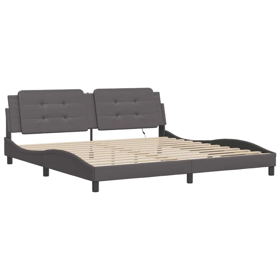 Cadre de lit avec LED sans matelas Zadar gris 200x200 cm - 3