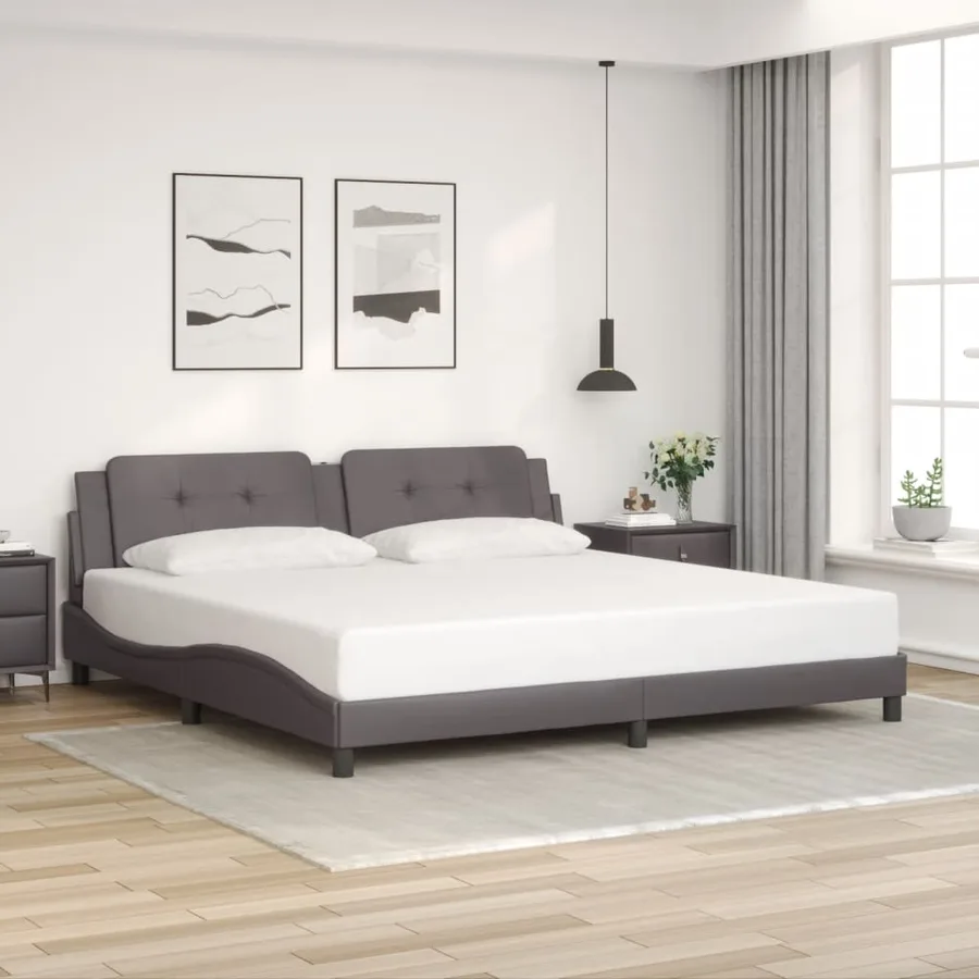 Cadre de lit avec LED sans matelas Zadar gris 200x200 cm - 4