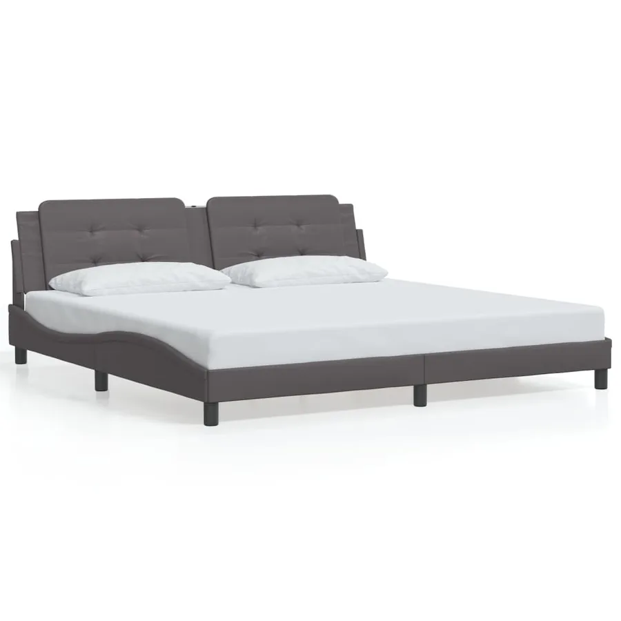 Cadre de lit avec LED sans matelas Zadar gris 200x200 cm - 5
