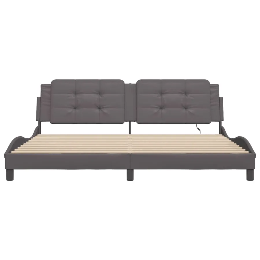 Cadre de lit avec LED sans matelas Zadar gris 200x200 cm - 6