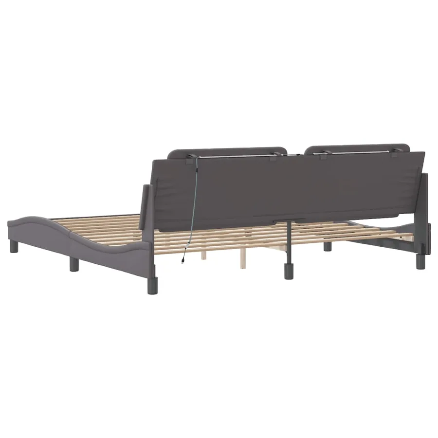 Cadre de lit avec LED sans matelas Zadar gris 200x200 cm - 9