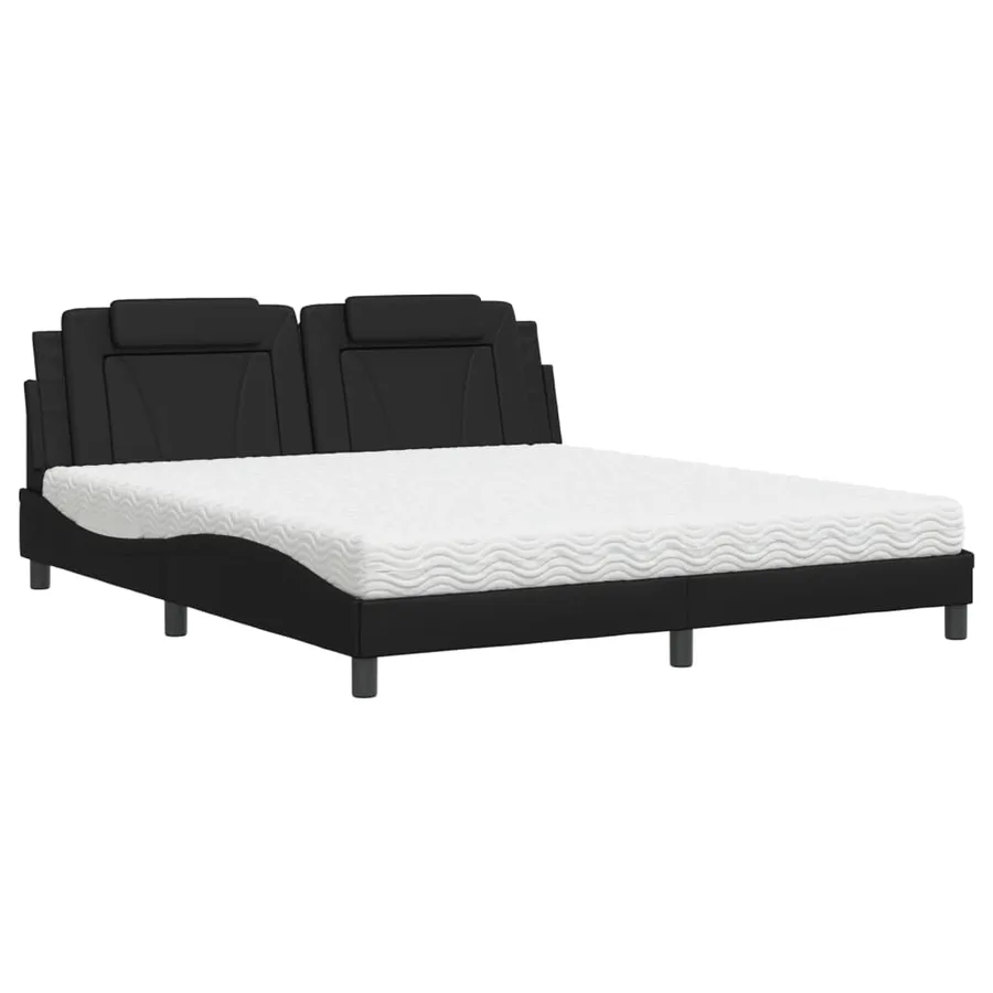 Lit Viana avec matelas noir 180x200 cm similicuir - 2
