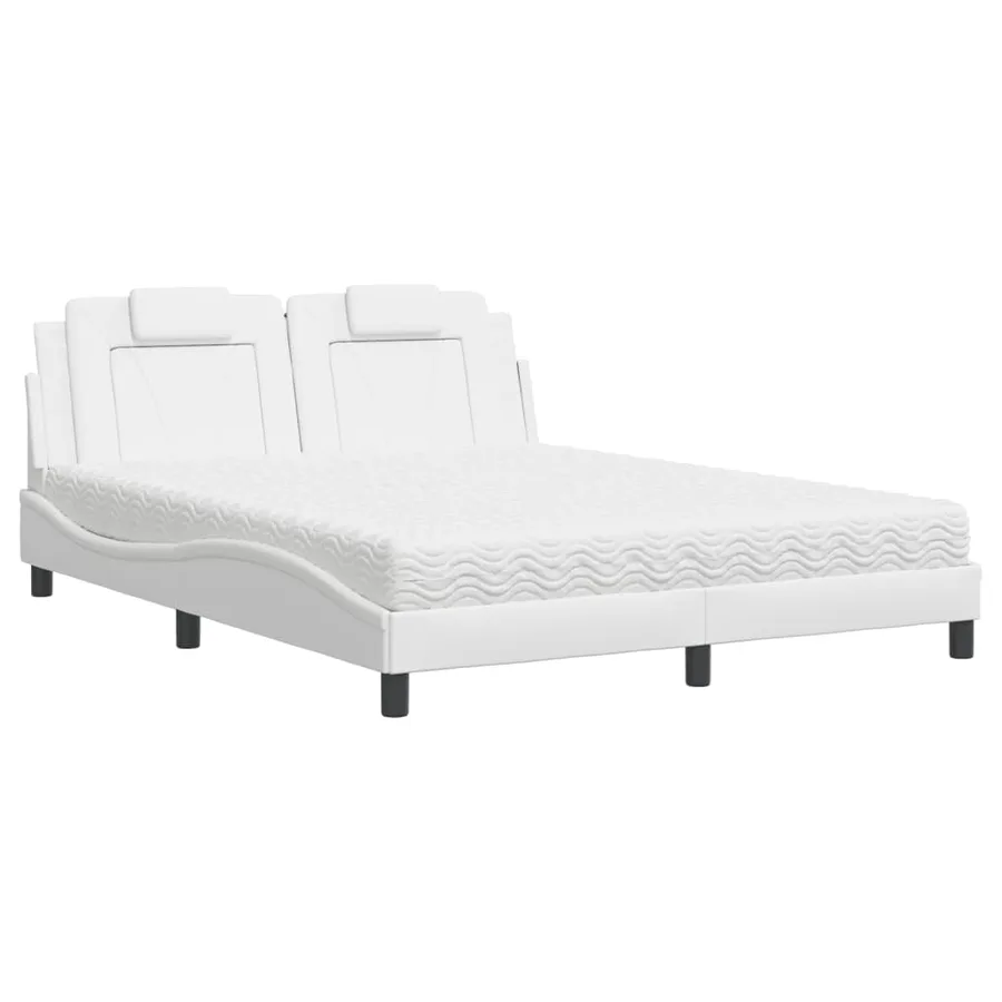 Lit Viana avec matelas blanc 160x200 cm similicuir - 2