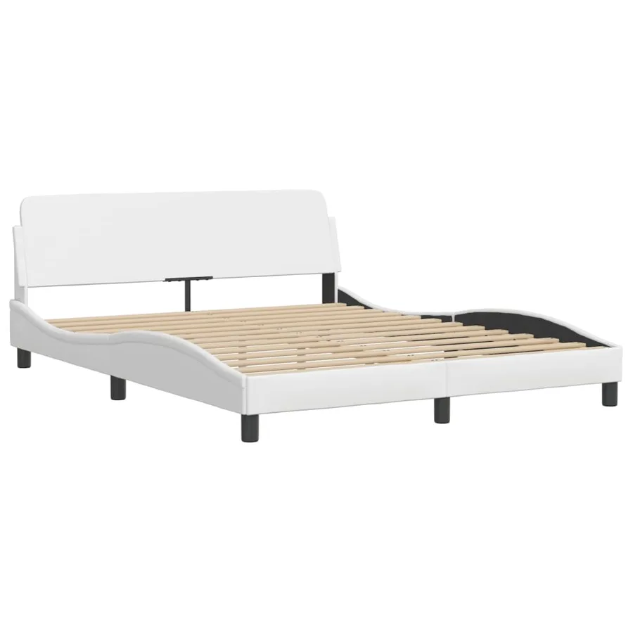 Lit Viana avec matelas blanc 160x200 cm similicuir - 4