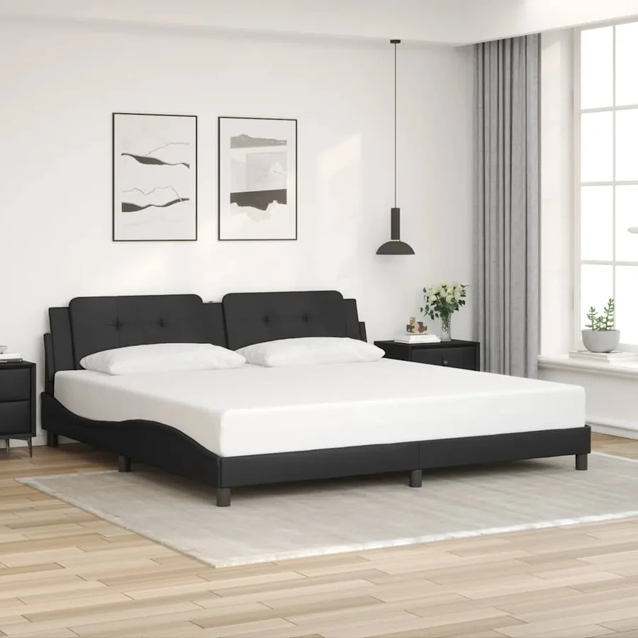 Cadre de lit sans matelas Zadar noir 200x200 cm similicuir