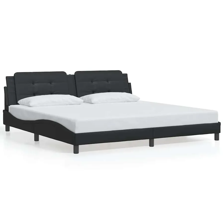 Cadre de lit sans matelas Zadar noir 200x200 cm similicuir - 2