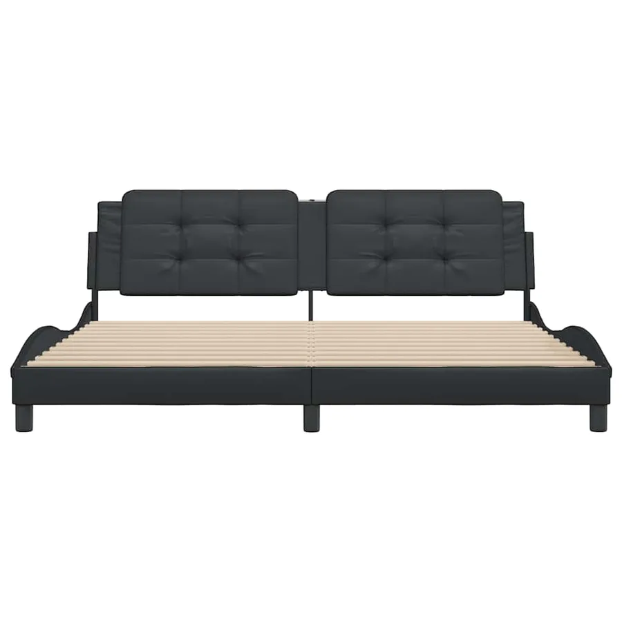Cadre de lit sans matelas Zadar noir 200x200 cm similicuir - 4