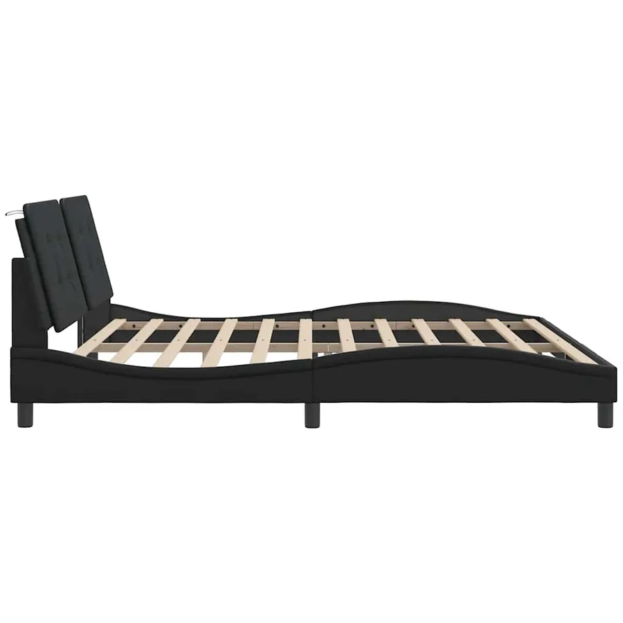 Cadre de lit sans matelas Zadar noir 200x200 cm similicuir - 5