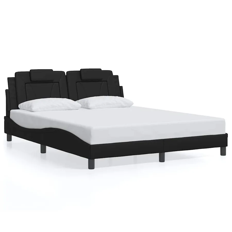 Cadre de lit Viana sans matelas noir 160x200 cm similicuir - 2