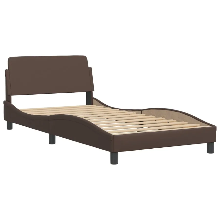 Lit Viana avec matelas marron 100x200 cm similicuir - 4