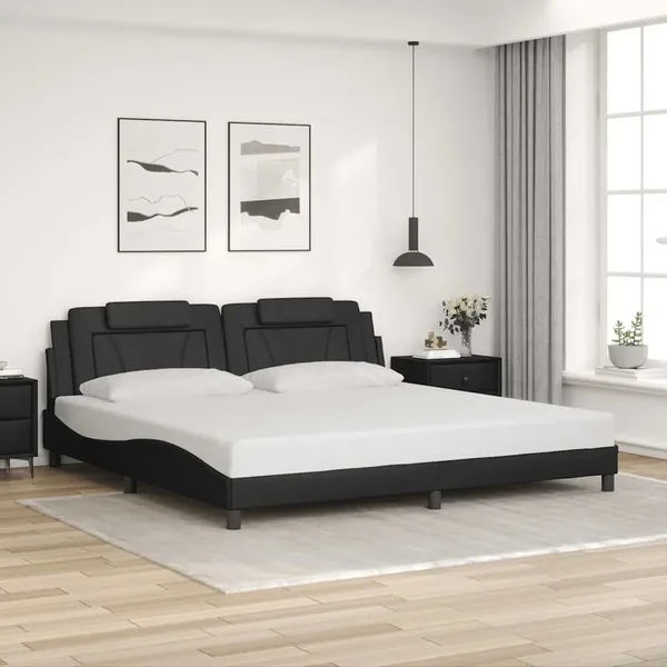 Cadre de lit Viana sans matelas noir 200x200 cm similicuir