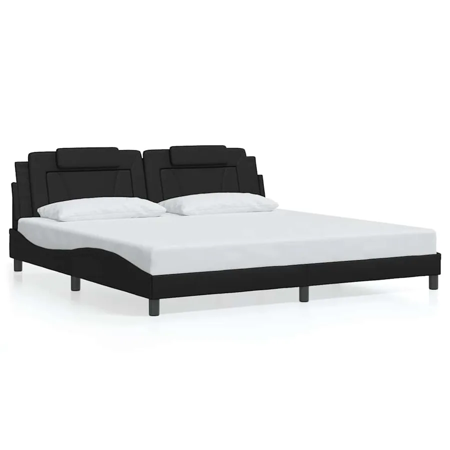 Cadre de lit Viana sans matelas noir 200x200 cm similicuir - 2