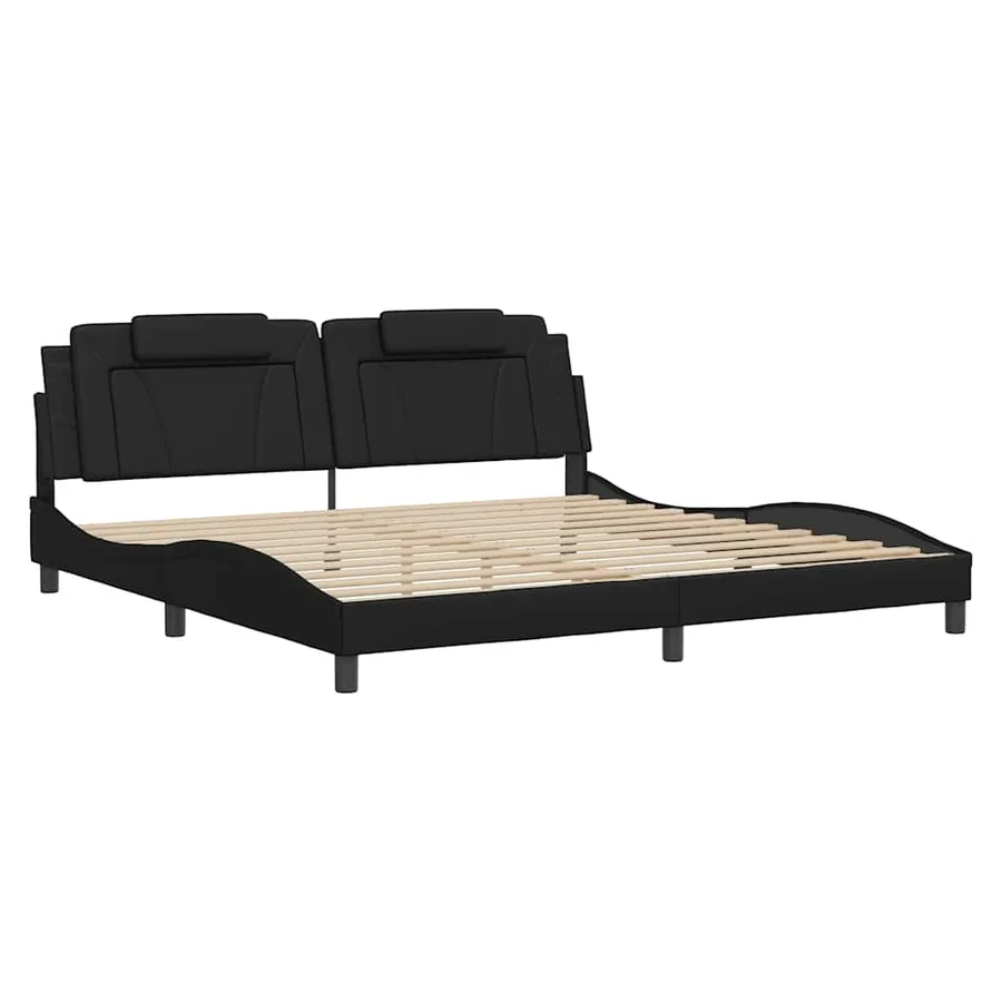 Cadre de lit Viana sans matelas noir 200x200 cm similicuir - 3