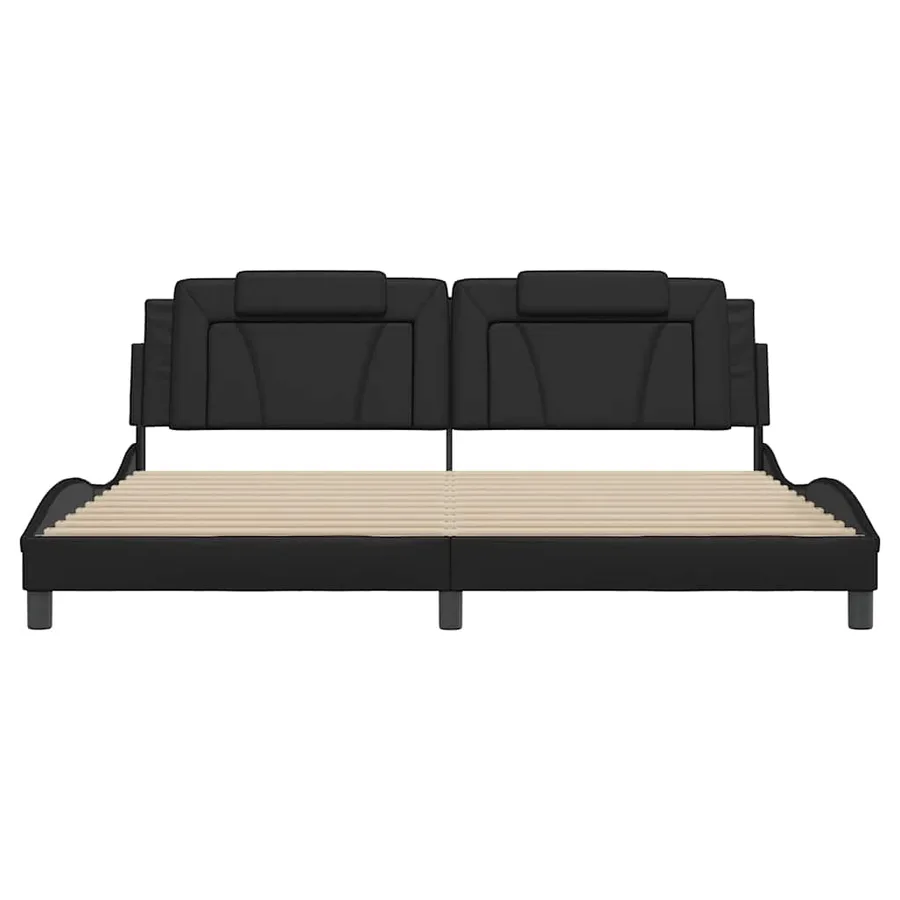 Cadre de lit Viana sans matelas noir 200x200 cm similicuir - 4