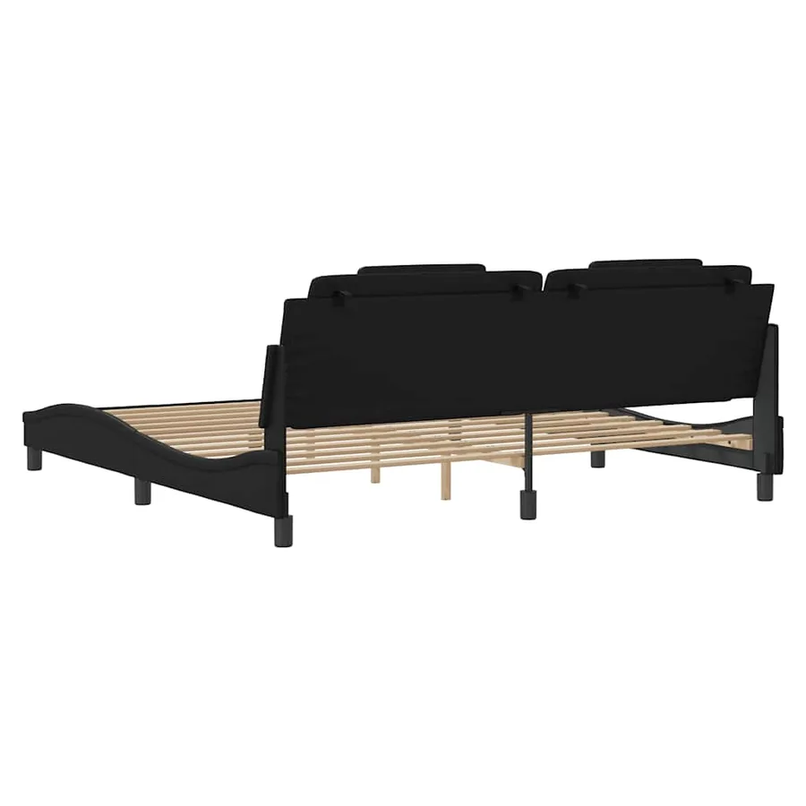 Cadre de lit Viana sans matelas noir 200x200 cm similicuir - 6