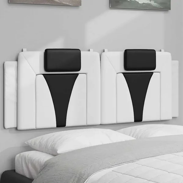 Coussin de tête de lit Viana noir et blanc 120 cm similicuir