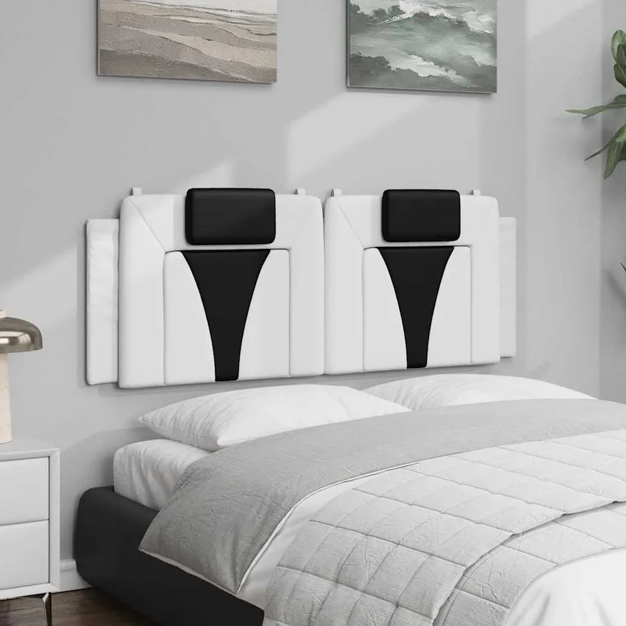 Coussin de tête de lit Viana noir et blanc 120 cm similicuir - 4
