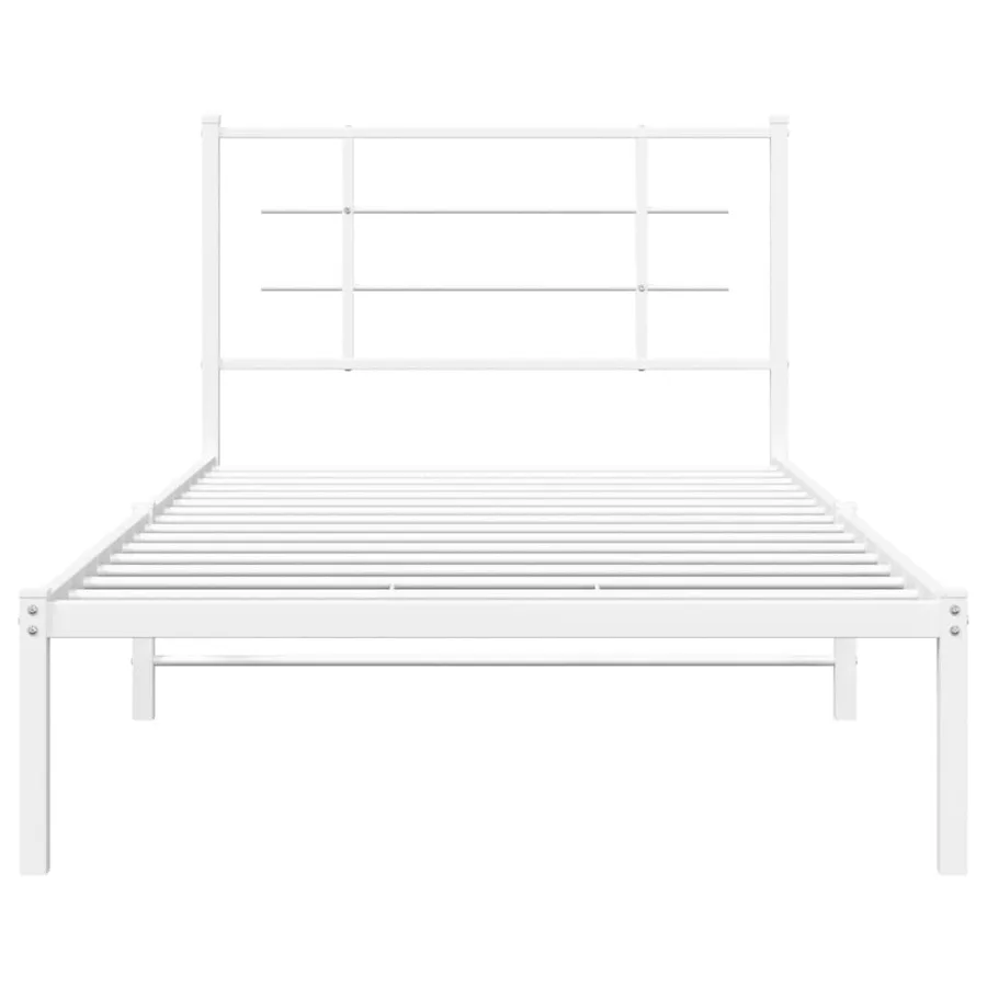 Cadre de lit métal sans matelas et tête de lit blanc 100x190 cm - 5