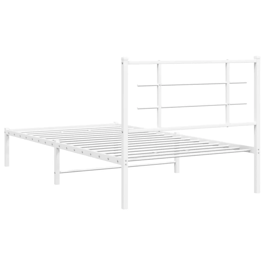 Cadre de lit métal sans matelas et tête de lit blanc 100x190 cm - 7