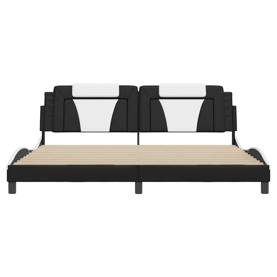 Cadre de lit Viana sans matelas noir et blanc 200x200 cm similicuir - 4