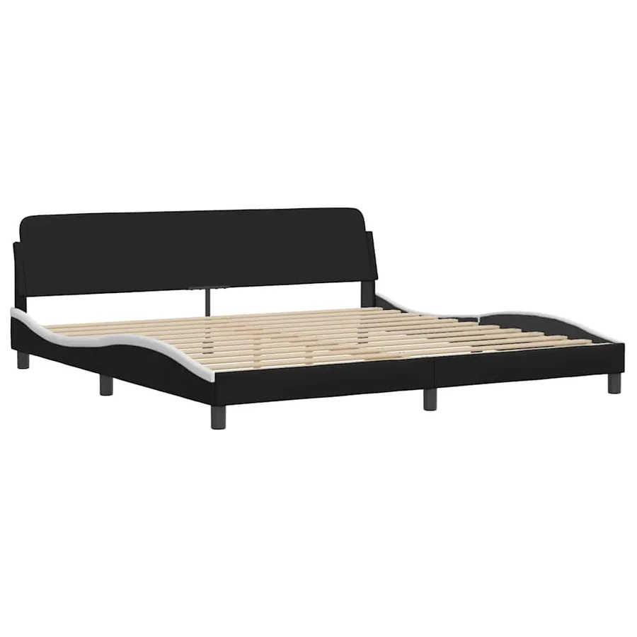 Cadre de lit Viana sans matelas noir et blanc 200x200 cm similicuir - 5
