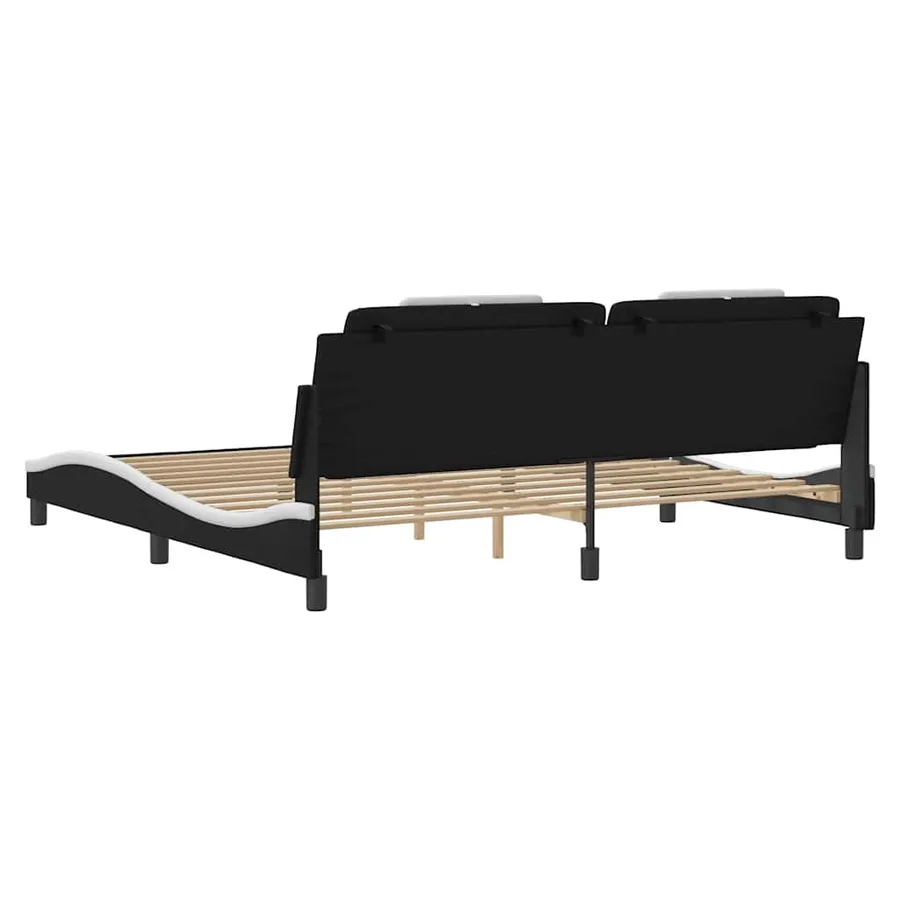 Cadre de lit Viana sans matelas noir et blanc 200x200 cm similicuir - 6