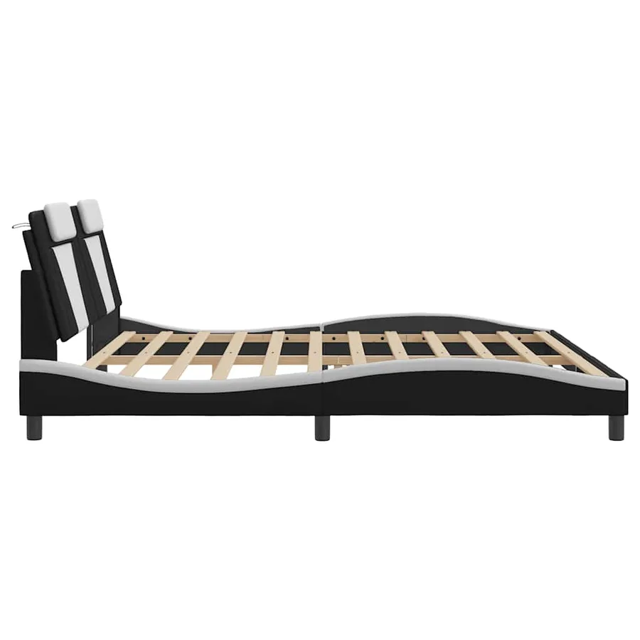 Cadre de lit Viana sans matelas noir et blanc 200x200 cm similicuir - 7