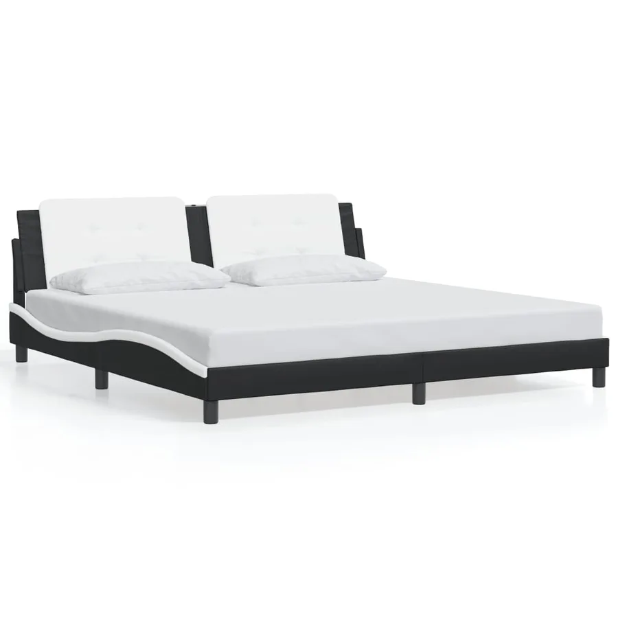 Cadre de lit avec LED sans matelas Zadar noir et blanc 200x200 cm - 5