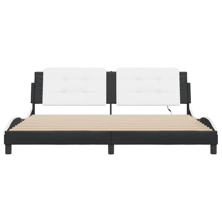 Cadre de lit avec LED sans matelas Zadar noir et blanc 200x200 cm - 6