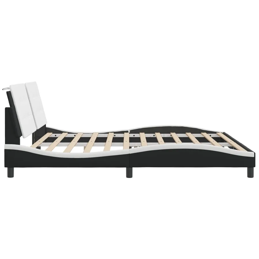 Cadre de lit avec LED sans matelas Zadar noir et blanc 200x200 cm - 8